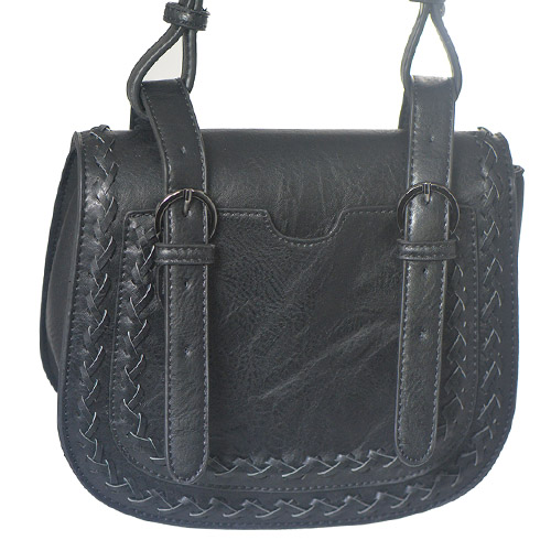 Faux Leather Messenger Bag BGW46135 39276 Black